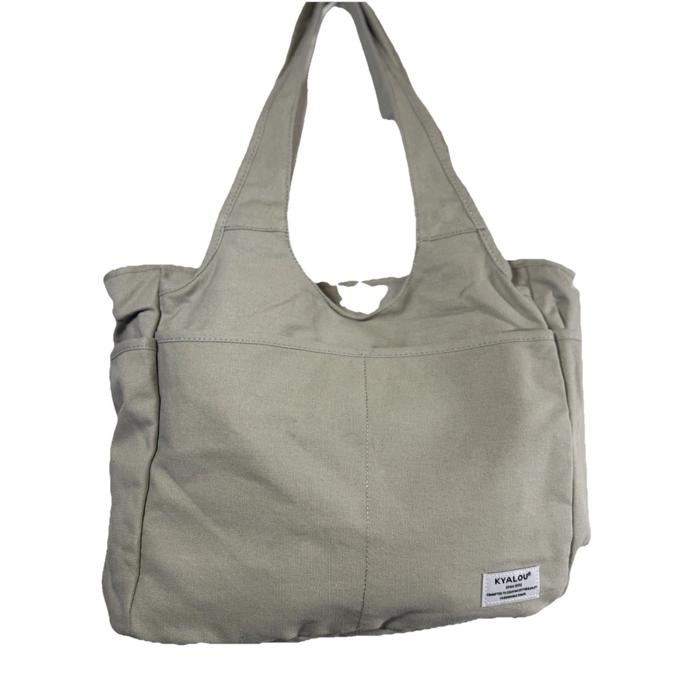 Beige Canvas Tote NWOT Shoulder Bag Large Capacity Travel Work Bag KYALOU